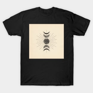 Moon phases, beige and gray T-Shirt